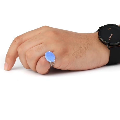 خاتم فضة شنكار حجر سماوي عيار 925 أسترليني