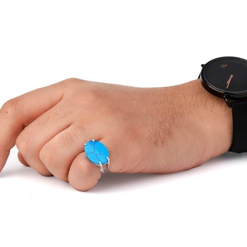 خاتم فضة شنكار فيروز أزرق عيار 925 أسترليني