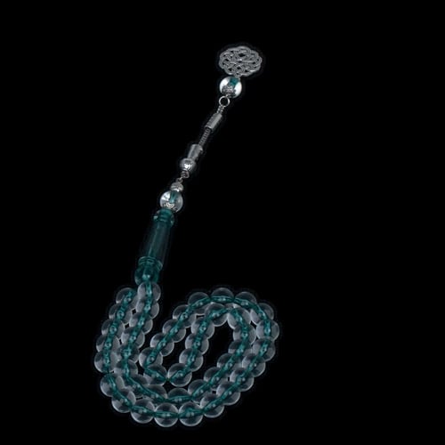 سبحه بكلايت شفاف خيط زمردي 45 خرزة طربزون راديوم