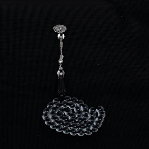 سبحه بكلايت شفاف خيط اسود 45 خرزة طربزون راديوم