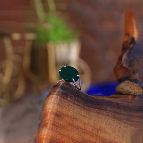 خاتم فضة شنكار أخضر عيار 925 أسترليني