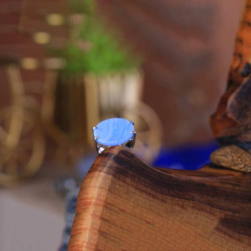 خاتم فضة شنكار حجر سماوي عيار 925 أسترليني