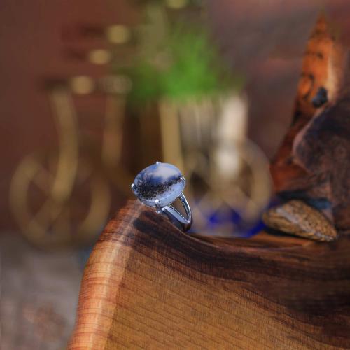 خاتم فضة شنكار حجر عقيق مشجر طبيعي دائري عيار 925...