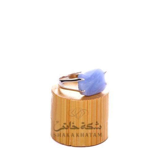 خاتم فضة شنكار سماوي مربع عيار 925 أسترليني