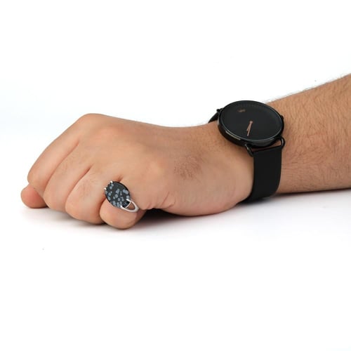 خاتم فضة شنكار أسود خريطة عيار 925 أسترليني