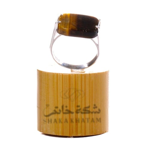 خاتم فضة شنكار مربع عين النمر