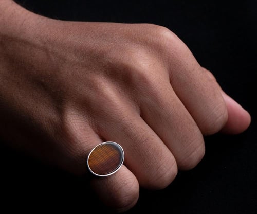 خاتم فضة ملكي حجر النمر عيار 925 أسترليني