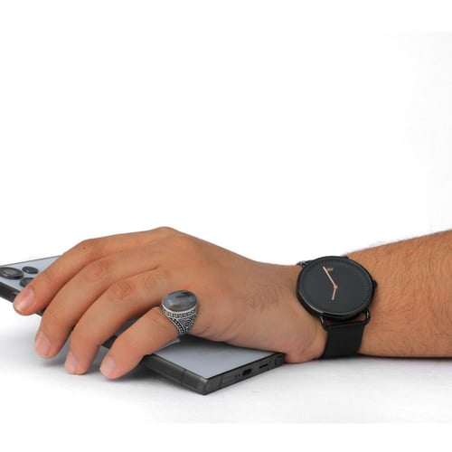 خاتم فضة عقيق مشجر عيار 925 أسترليني