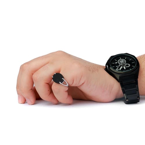 خاتم فضة شنكار بفص عقيق اسود عيار 925 أسترليني