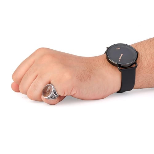 خاتم فضة عقيق مشجر عيار 925 أسترليني