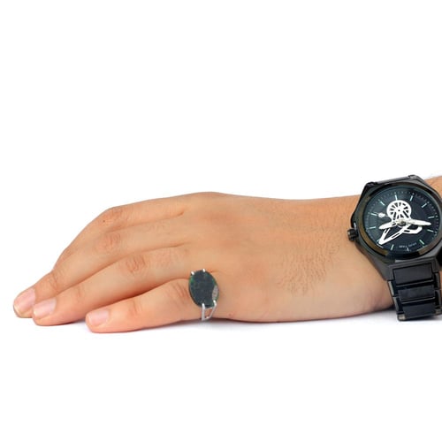 خاتم شنكار حجر اخضر معرق ومخطط