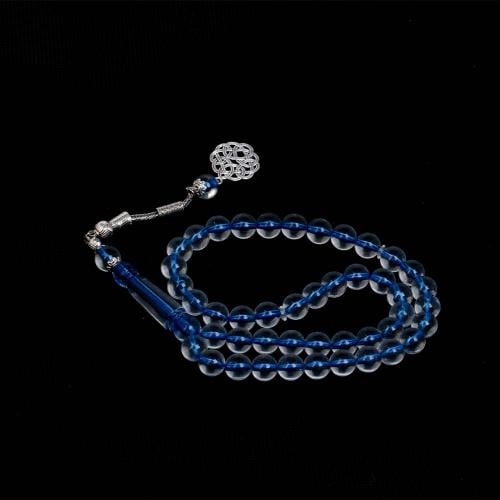 سبحه بكلايت شفاف بخيط ازرق45 خرزة