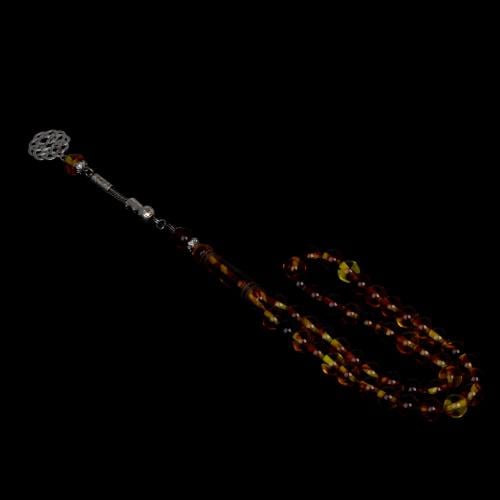 سبحه بكلايت عسلي شفاف 45 خرزة طربزون راديوم