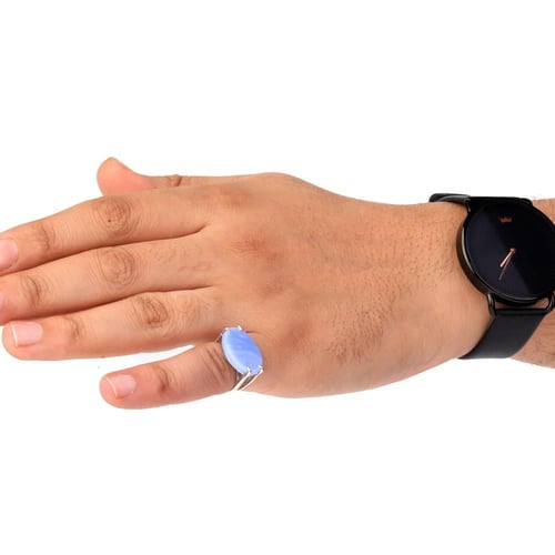 خاتم فضة شنكار حجر سماوي عيار 925 أسترليني