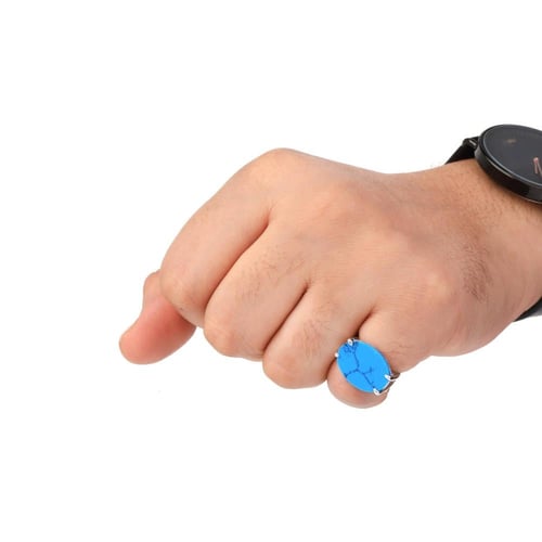 خاتم فضة شنكار فيروز أزرق عيار 925 أسترليني