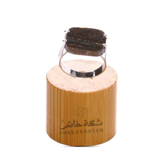 خاتم فضة مربع شنكار بني مشجر عيار أسترليني