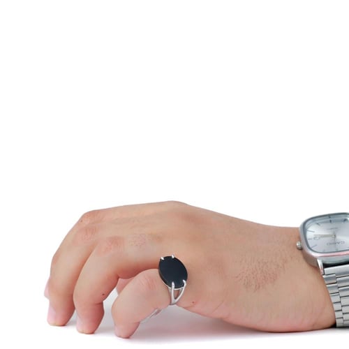 خاتم فضة شنكار بفص عقيق اسود عيار 925 أسترليني