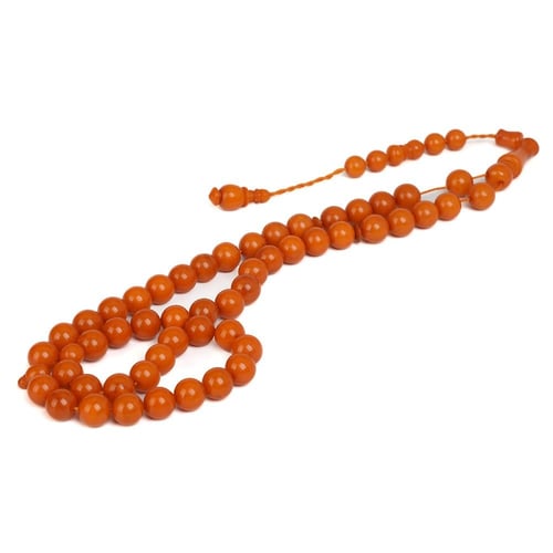 مسباح تراب الكهرمان البولندي قصة دائرية 51 خرزة بل...