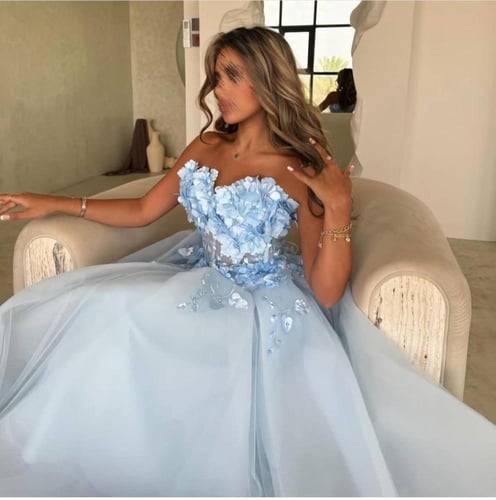 فستان خامة اورجنزا كوري مطرز ورود