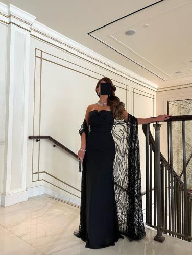 فستان سهرة مع شال تطريز انيق الخامة الداخلية شيفون...