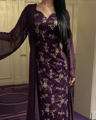 فستان انيق طباعه كمبيوت مع شيفون