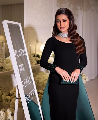 فستان سهره خامة باربي مع تفته تطريز احترافي