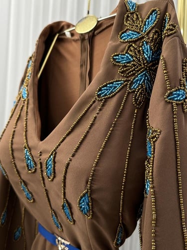 فستان سهرة خامة باربي تطريز يدوي فاخر