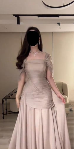 فستان فاخر كلفة مطرزة مع شيفون جورجيت