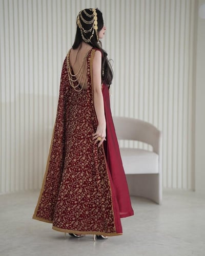 فستان رمضاني فخم تطريز كمبيوتر مع لولو