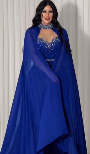 فستان سهرة خامه شيفون ثلاث ألوان تطريز فخم