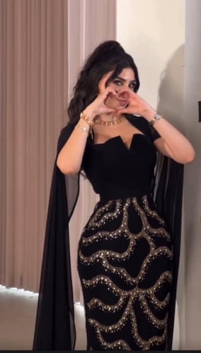 فستان قماش باربي مع شيفون + تطريز