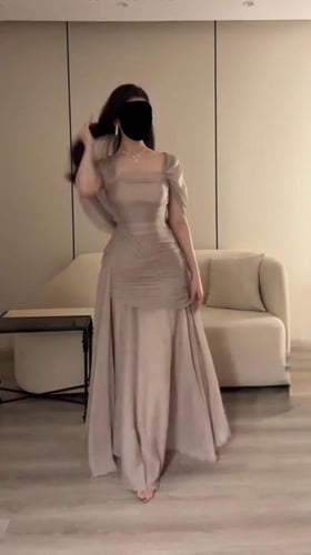 فستان فاخر كلفة مطرزة مع شيفون جورجيت