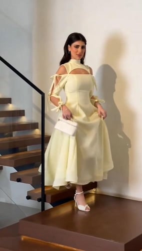 فستان سهره انيق خامة تفته بشغل راقي