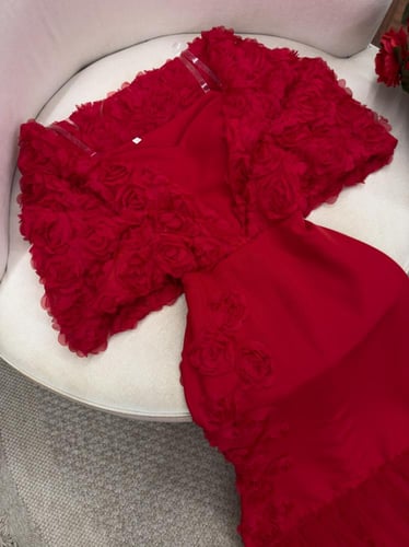 فستان خامة باربي +مطرز ورود