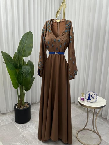 فستان سهرة خامة باربي تطريز يدوي فاخر