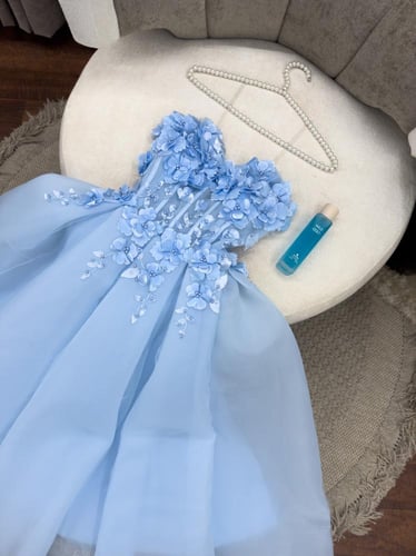 فستان خامة اورجنزا كوري مطرز ورود