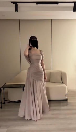 فستان فاخر كلفة مطرزة مع شيفون جورجيت