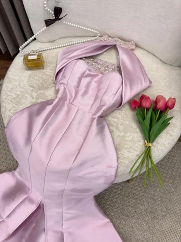 فستان خامة ميكادو تطريز يدوي