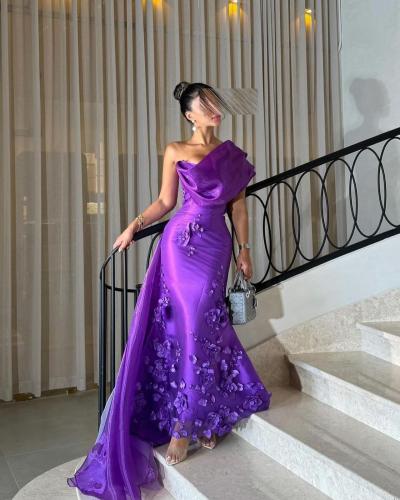 فستان سهرة خامة ميكادو تطريز ورود