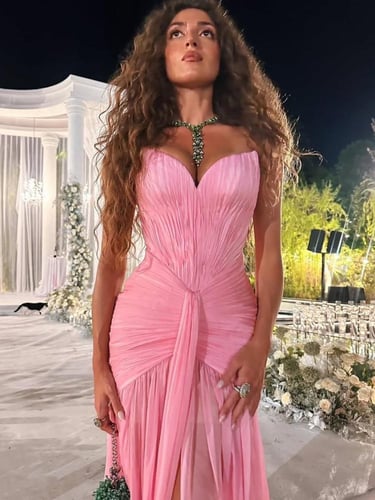 فستان خامه شيفون انييق