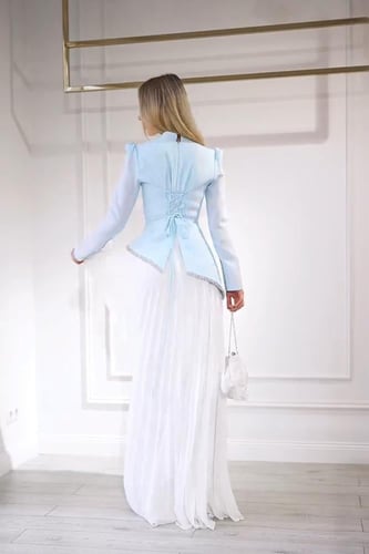 فستان خامة باربي كوري مع شيفون جورجيت مكسر بيليسية...