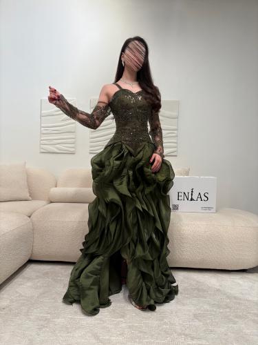 فستان سهرة شك يدوي مع كرنكل بشغل فاخر