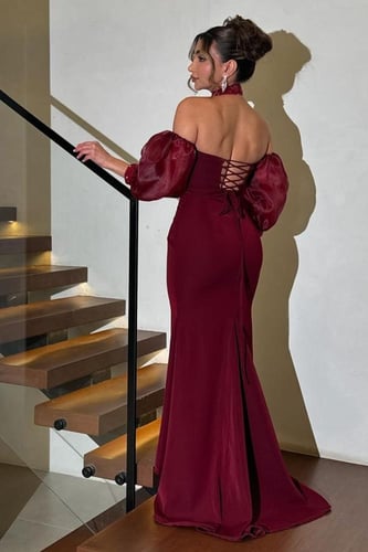 فستان سهرة انيق خامة باربي تطريزيدوي احترافي