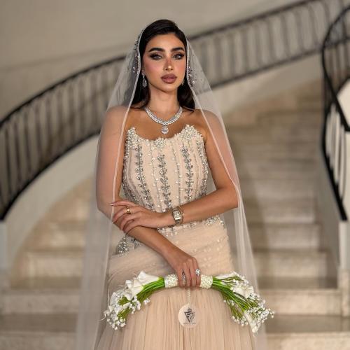 فستان سهره كورسيه تطريز مع تول