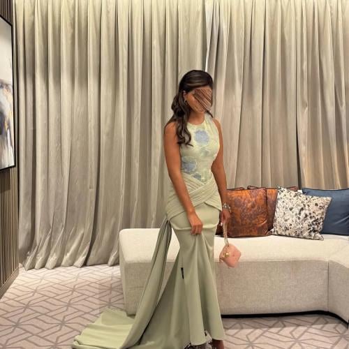 فستان سهرة خامة باربي مع كلفه ورود