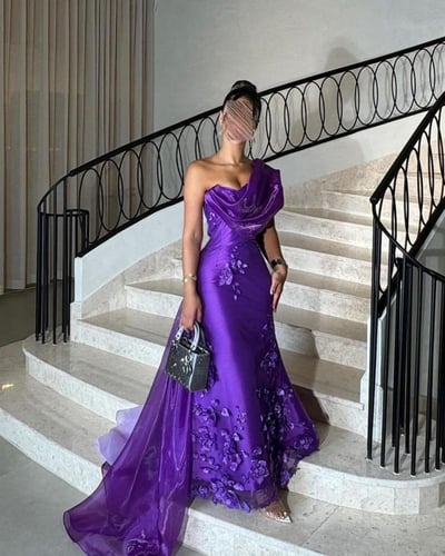 فستان سهرة خامة ميكادو تطريز ورود