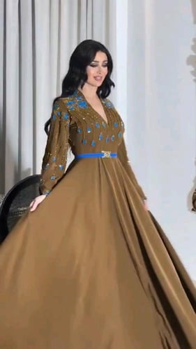 فستان سهرة خامة باربي تطريز يدوي فاخر