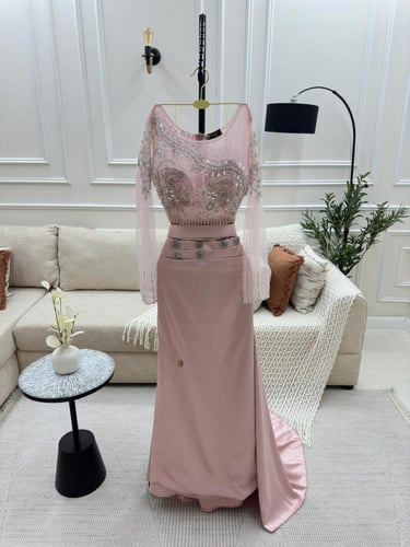 فستان انيق وفخم تطريز فاخر خامه تفته