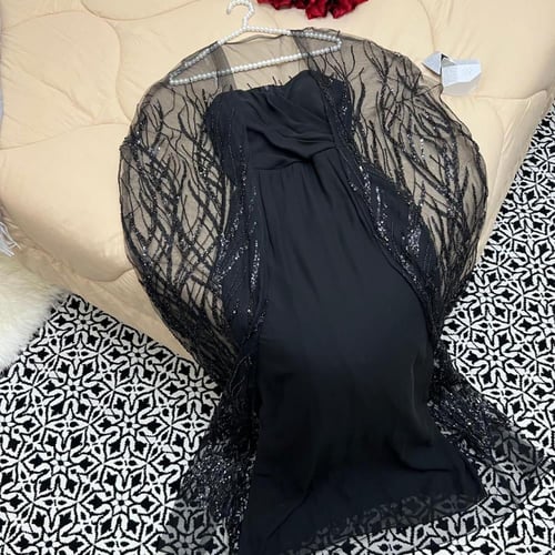 فستان سهرة مع شال تطريز انيق الخامة الداخلية شيفون...