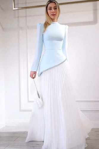 فستان خامة باربي كوري مع شيفون جورجيت مكسر بيليسية...